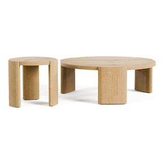 Honora 2-Piece Modern Oak Wood Round Coffee Table Set