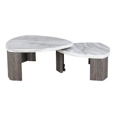 Elric Modern Grey and Brown Wood Nesting Coffee Table Set