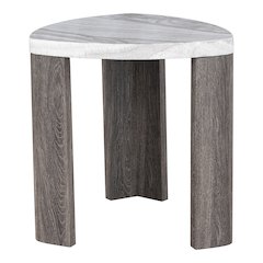 Elric Modern Grey and Brown Wood Triangular End Table