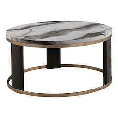 Morai Modern Black and White Wood Round Coffee Table