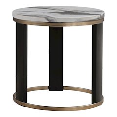 Morai Modern Black and White Wood Round End Table