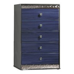 Kensing Glam Ash Gray and Indigo Blue Wood 5-Drawer Chest