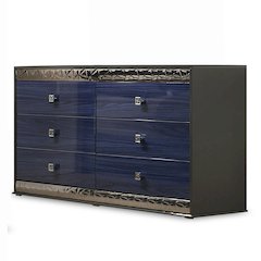 Kensing Glam Ash Gray and Indigo Blue Wood 6-Drawer Dresser