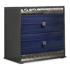 Kensing Glam Ash Gray and Indigo Blue 2-Drawer Nightstand