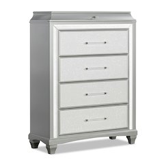 Anson Glam Silver Wood 5-Drawer Chest with LED