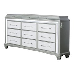Anson Glam Silver Wood 12-Drawer Dresser with LED