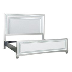 Anson Glam Silver Wood Panel Bed with LED