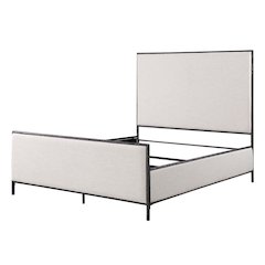 Lalia Hammered Metal and Fabric Upholstered Panel Bed
