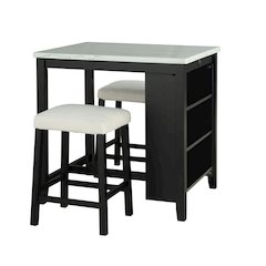 Clouden Wood 3-Piece Counter Dining Table Set in Black