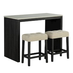 Isgan Wood 3-Piece Counter Dining Table Set in Black