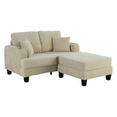 Luka 2-Piece Chenille Loveseat and Ottoman Set