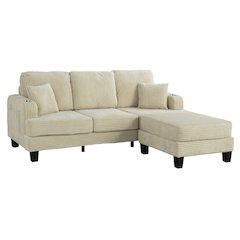 Luka 2-Piece Chenille Sofa and Ottoman Set with Cup Holders