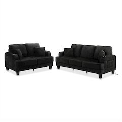 Kasin 2-Piece Chenille Living Room Set with USB Ports