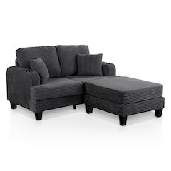 Luka 2-Piece Chenille Loveseat and Ottoman Set