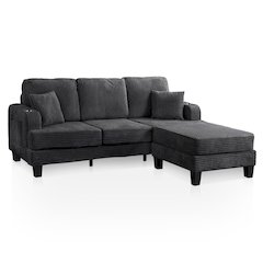 Luka 2-Piece Chenille Sofa and Ottoman Set with Cup Holders