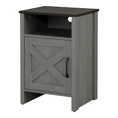 Cavill Gray Wood Side Table with Shelf and Doo