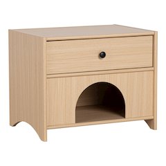 Cole Wood Natural 1-Drawer Pet-Friendly Design Side Table