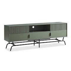 Haft Wood Multi-Storage TV Stand in Sage Green and Black