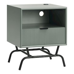 Gleb Wood Storage End Table with USB Port