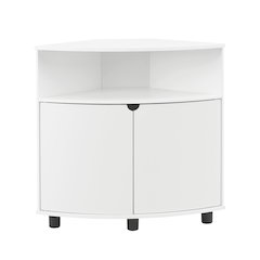 Leto White Corner Storage Cabinet with LED Lights
