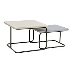 Torra Wood 2-Piece Nesting Coffee Table, Cream Weave