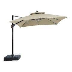 Monich Aluminum LED 10' Double Top Square Umbrella in Beige