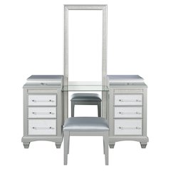 Anson 3-Piece Silver Vanity Table Set with LED