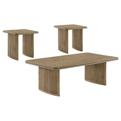 Adina 3-piece Wood Coffee Table Set Distressed Light Brown