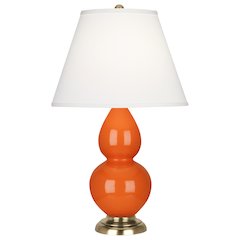 Pumpkin Small Double Gourd Accent Lamp in Pumpkin Glazed Ceramic Color