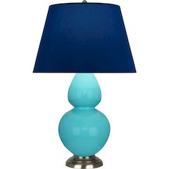 Egg Blue Double Gourd Table Lamp in Egg Blue Glazed Ceramic Color