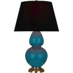 Peacock Double Gourd Table Lamp in Peacock Glazed Ceramic Color