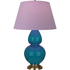 Peacock Double Gourd Table Lamp in Peacock Glazed Ceramic Color