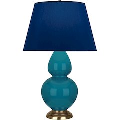 Peacock Double Gourd Table Lamp in Peacock Glazed Ceramic Color