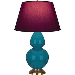 Peacock Double Gourd Table Lamp in Peacock Glazed Ceramic Color