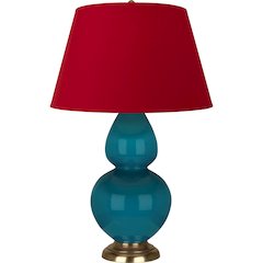 Peacock Double Gourd Table Lamp in Peacock Glazed Ceramic Color