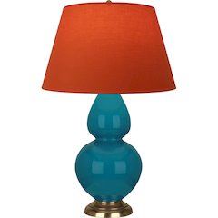 Peacock Double Gourd Table Lamp in Peacock Glazed Ceramic Color