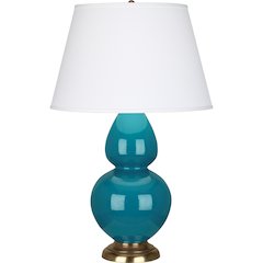 Peacock Double Gourd Table Lamp in Peacock Glazed Ceramic Color