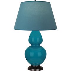 Peacock Double Gourd Table Lamp in Peacock Glazed Ceramic Color