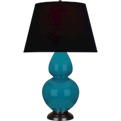 Peacock Double Gourd Table Lamp in Peacock Glazed Ceramic Color