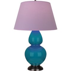 Peacock Double Gourd Table Lamp in Peacock Glazed Ceramic Color
