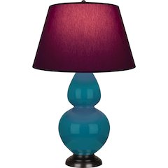 Peacock Double Gourd Table Lamp in Peacock Glazed Ceramic Color