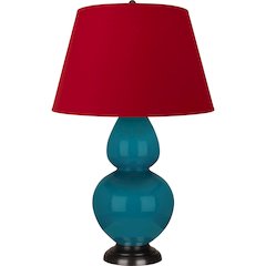 Peacock Double Gourd Table Lamp in Peacock Glazed Ceramic Color