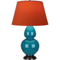 Peacock Double Gourd Table Lamp in Peacock Glazed Ceramic Color