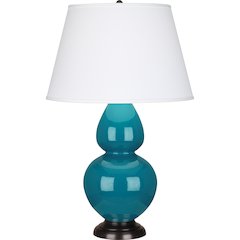 Peacock Double Gourd Table Lamp in Peacock Glazed Ceramic Color
