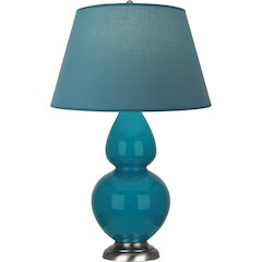 Peacock Double Gourd Table Lamp in Peacock Glazed Ceramic Color