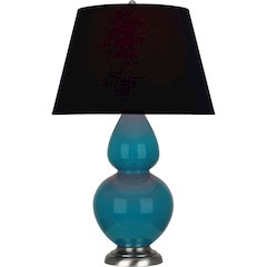 Peacock Double Gourd Table Lamp in Peacock Glazed Ceramic Color