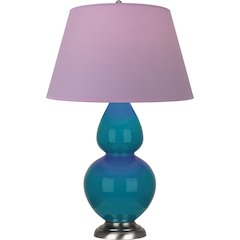 Peacock Double Gourd Table Lamp in Peacock Glazed Ceramic Color