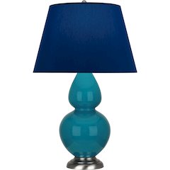 Peacock Double Gourd Table Lamp in Peacock Glazed Ceramic Color