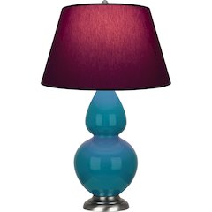 Peacock Double Gourd Table Lamp in Peacock Glazed Ceramic Color
