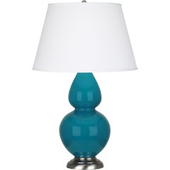 Peacock Double Gourd Table Lamp in Peacock Glazed Ceramic Color